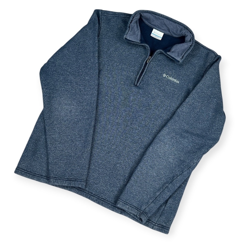Columbia Men's Blue Textured 1/4 Zip Fleece Pullover‎ Sweatshirt Medium